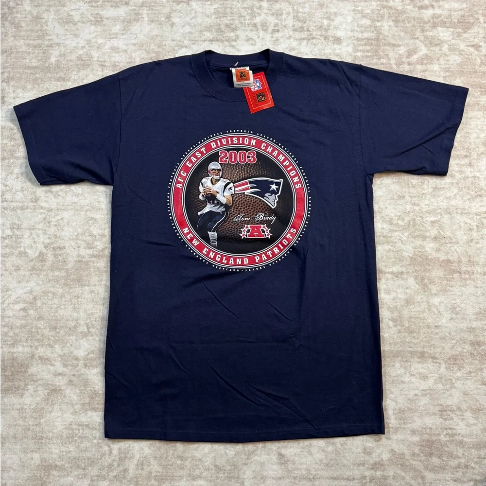 VTG 2003 Patriots Tom Brady AFC Champs T Shirt L NWT‎ NFL Players Inc